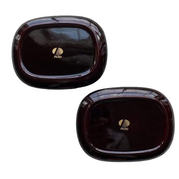 2 Small Lacquered Trinket Trays Jewelry Change Dishes - Picture 7 of 7